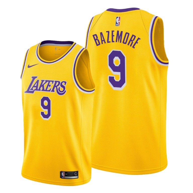 Men's Los Angeles Lakers Kent Bazemore #9 NBA 2021 Trade Icon Edition Gold Basketball Jersey VBN6183WT